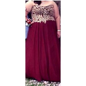 Size 24 Strapless Maroon Prom Dress